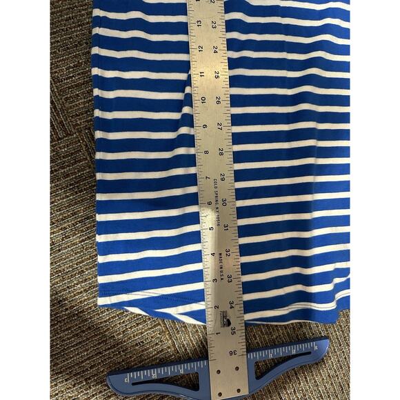 Michael Kors T-shirt Royal Blue & White Striped Gold Logo & Back Zip Size Small - Picture 6 of 7